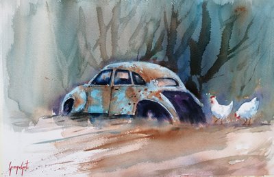 Auto rustica e galline da Giorgio Gosti