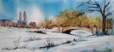 Il ponte del parco cittadino innevato da Giorgio Gosti