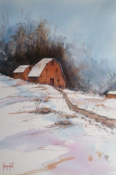 Fienile di campagna innevato da Giorgio Gosti