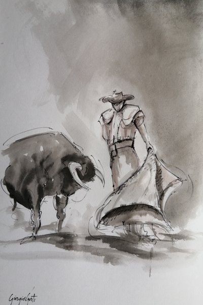 Schizzo di una corrida spagnola da Giorgio Gosti