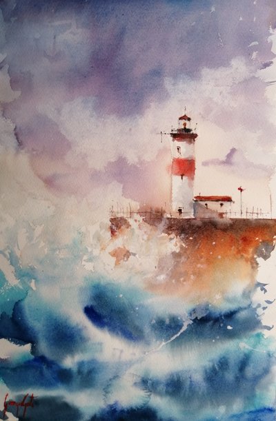 Onde tempestose al faro da Giorgio Gosti