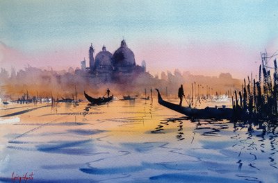 Gondole al tramonto a Venezia da Giorgio Gosti