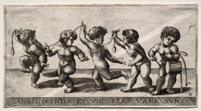 Bambini che ballano al ritmo di un tamburo, metà del XVI secolo da Giorgio Reverdino