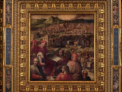 Arnolfo mostra il piano per ingrandire Firenze da Giorgio Vasari