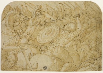 Scaramuccia di Cavalleria (recto); Schizzo Architettonico (verso) da Giorgio Vasari