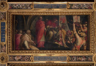 Clemente IV consegna la sua insegna ai capitani della Parte Guelfa da Giorgio Vasari