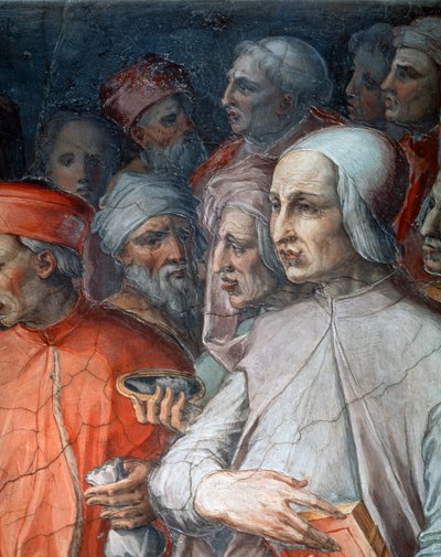 Marsilio Ficino affiancato da Paolo del Pozzo Toscanelli, dettaglio di Cosimo il Vecchio tra filosofi e artisti da Giorgio Vasari