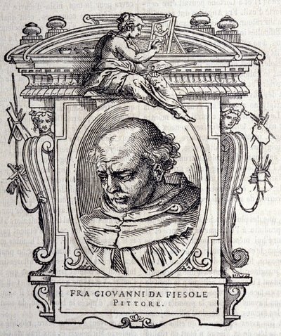 Ritratto di Beato Angelico detto Fra Angelico (Guido Di Pietro Da Mugello) 1390-1455, pittore italiano. In "Vite dei più eccellenti pittori, scultori e architetti italiani" di Giorgio Vasari 1568 da Giorgio Vasari