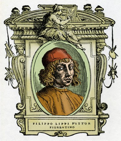 Ritratto di Filippo Lippi (1406-1469) pittore fiorentino. Xilografia da "La vita dei pittori" di Giorgio Vasari da Giorgio Vasari