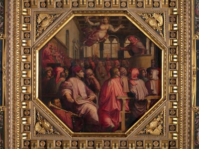 Discorso di Antonio Giacomini per la guerra contro Pisa nella Sala dei Duecento da Giorgio Vasari