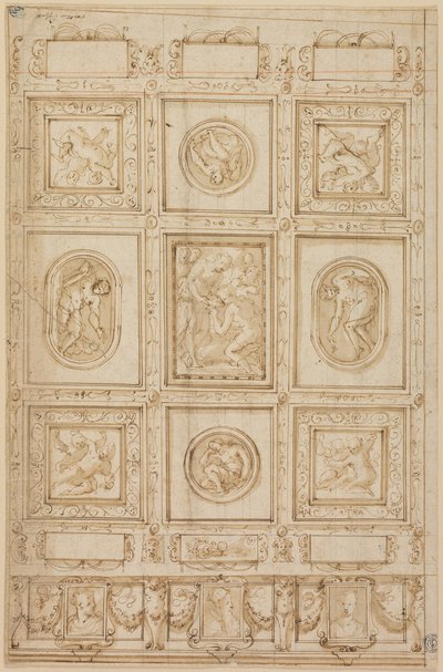 Studio per una decorazione del soffitto, con Rebecca ed Eliezer al pozzo (recto); Studio per una decorazione del soffitto (verso) da Giorgio Vasari