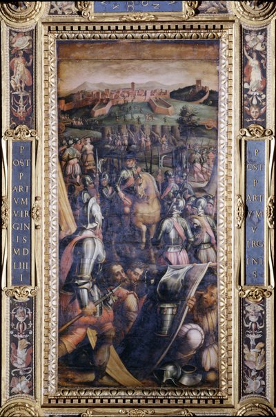 La cattura di Casole dal soffitto del Salone dei Cinquecento, 1565 (pannello) da Giorgio Vasari