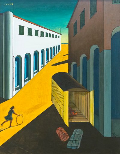 Mistero e malinconia di una strada, ragazza con un cerchio da Giorgio de Chirico