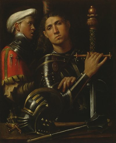 Un guerriero e il suo scudiero da Giorgione da Castelfranco