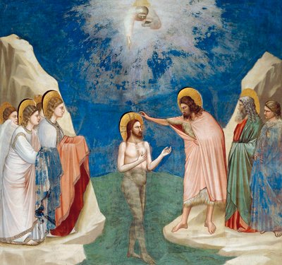 Battesimo di Cristo, Dettaglio da Vita e Passione di Cristo, di Giotto da Giotto (c.1266 1337)