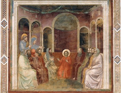 Gesù nel Tempio tra i Dottori, dettaglio dalla Vita e Passione di Cristo, di Giotto da Giotto (c.1266 1337)
