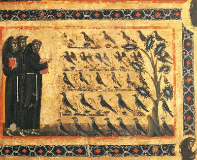 Storie di San Francesco: San Francesco predica agli uccelli, affresco di Giotto, ca 1325. Cappella Bardi di Vernio, Basilica di Santa Croce, Firenze da Giotto (c.1266 1337)