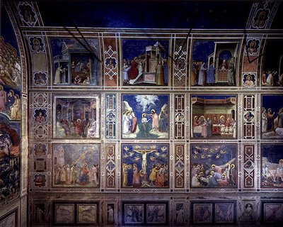 Vista della parete nord che raffigura scene della Vita della Vergine e della Vita di Cristo, c.1305 da Giotto (c.1266 1337)