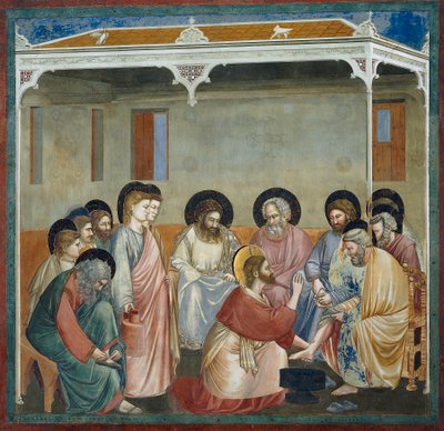 Lavanda dei piedi, dettaglio dalla Vita e Passione di Cristo, di Giotto da Giotto (c.1266 1337)