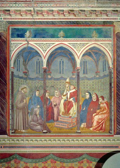 San Francesco che predica un sermone a Papa Onorio III da Giotto di Bondone