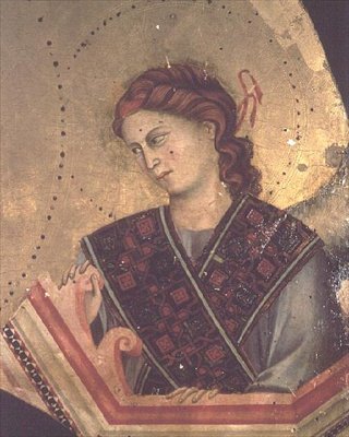 Angelo dalla Madonna col Bambino in trono (dettaglio) da Giotto di Bondone