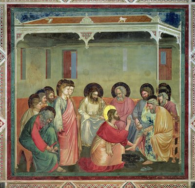 Cristo lava i piedi ai discepoli, c.1305 (post restauro) da Giotto di Bondone