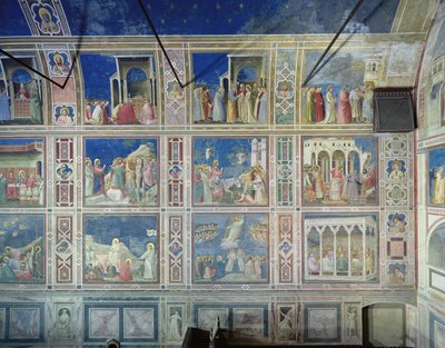 Vista della parete nord raffigurante scene della Vita della Vergine e della Vita di Cristo, c.1305 da Giotto di Bondone