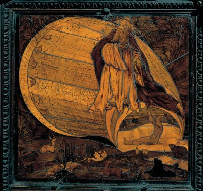 La Creazione del mondo - Intarsio di legno di Giovan Francesco Capoferri da Lorenzo Lotto - XVI secolo - Chiesa di Santa Maria Maggiore, Bergamo da Giovan Francesco Capoferri