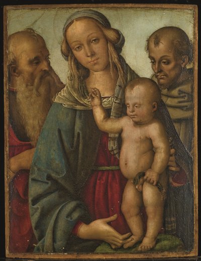 Vergine con Bambino e i santi Girolamo e Francesco (olio su tavola) da Giovan Maria di Bartolomeo Bacci di (1450 1510) Belforte