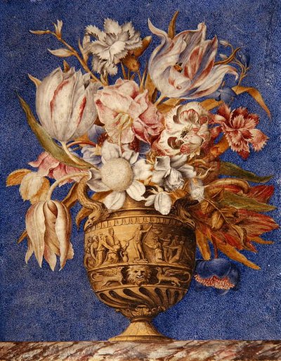Fiori in un vaso su un ripiano di marmo da Giovanna Garzoni