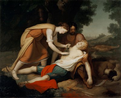 Erminia e Vafrino scoprono il ferito Tancredi (canto 19 da Gerusalemme Liberata di Torquato Tasso) da Giovanni Costa