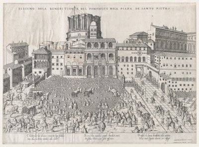 Speculum Romanae Magnificentiae: Benedizione papale, fine XVI secolo da Giovanni Ambrogio Brambilla