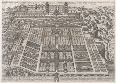 Speculum Romanae Magnificentiae: Palazzo e giardini di Tivoli, 1581 da Giovanni Ambrogio Brambilla.