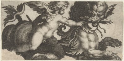 Putto che nutre un mostro marino con una foglia da Giovanni Andrea Maglioli