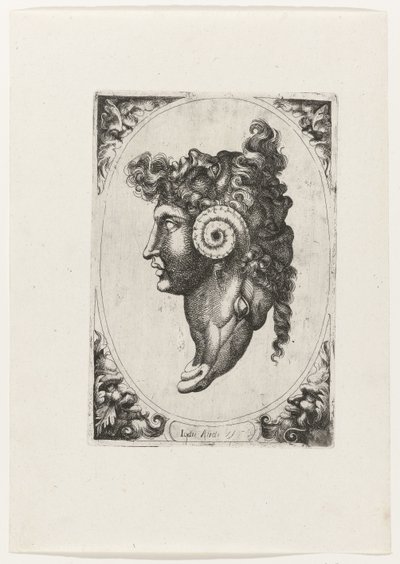 Composizione di tre volti e la testa di un ariete da Giovanni Andrea Maglioli