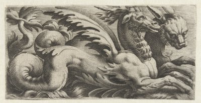 Due creature marine (serie Frisi con mostri marini) da Giovanni Andrea Maglioli