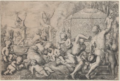 Baccanale con altare, fauno e Sileno da Giovanni Andrea Podesta