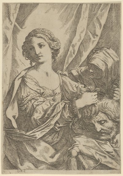 Giuditta che afferra per i capelli la testa di Oloferne e guarda a sinistra da Giovanni Andrea Sirani
