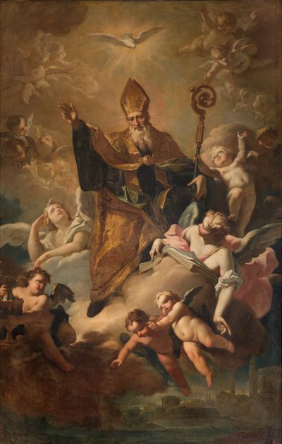 Transetto sud, Altare di San Benedetto, San Benedetto in Gloria mentre benedice la città, Pala d