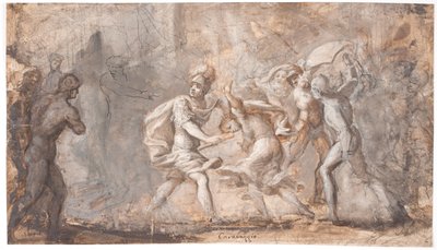 Tarpeia schiacciata sotto gli scudi dei Sabini da Giovanni Angelo Canini