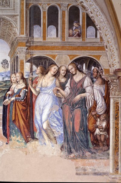Florenzio manda cortigiane al monastero di San Benedetto (dettaglio) da Giovanni Antonio Bazzi Sodoma