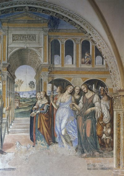 Florentius manda le prostitute nel monastero, scena dalla Vita di San Benedetto da Giovanni Antonio Bazzi Sodoma