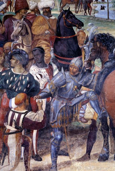 Come Benedetto predice la distruzione di Monte Cassino (San Benedetto predice la distruzione di Monte Cassino) (dettaglio) affresco del chiostro realizzato da Antonio Bazzi detto il Sodoma (1477 - 1549) che racconta la vita di San Benedetto da Norcia (480  da Giovanni Antonio Bazzi Sodoma