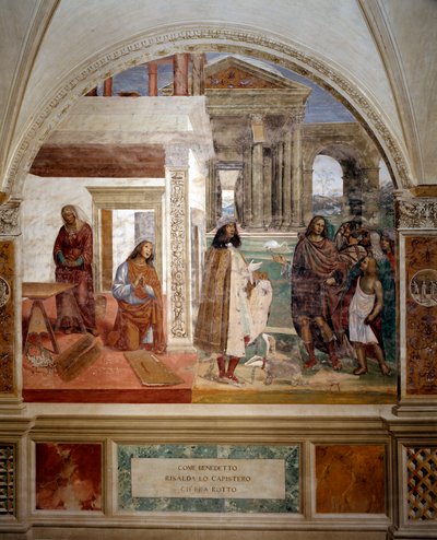 San Benedetto ripara un setaccio rotto (autoritratto dell