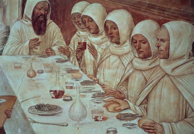 San Benedetto che ha ottenuto abbondante farina e ha nutrito i monaci (dettaglio) da Giovanni Antonio Bazzi Sodoma