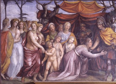 Sala delle Nozze di Alessandro e Rossana, dettaglio di Alessandro con la famiglia di Dario III (dettaglio) da Giovanni Antonio Bazzi Sodoma