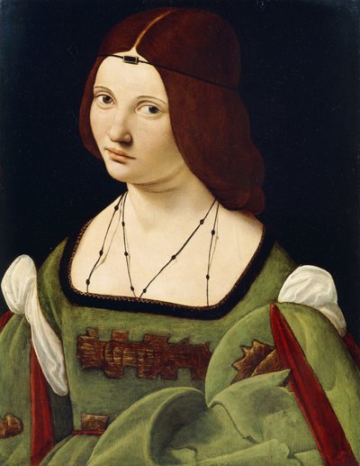 Ritratto di una signora, ritenuta Clarice Pusterla, a mezzo busto, in un vestito verde da Giovanni Antonio Boltraffio