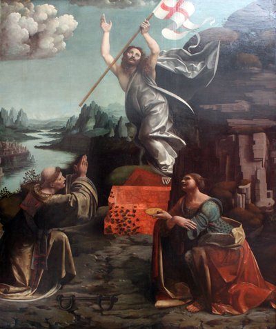 La resurrezione di Cristo con San Leonardo di Noblac e Lucia da Giovanni Antonio Boltraffio