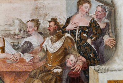 Gioco di carte, Sala principale, c.1570 (affresco) da Giovanni Antonio Fasolo