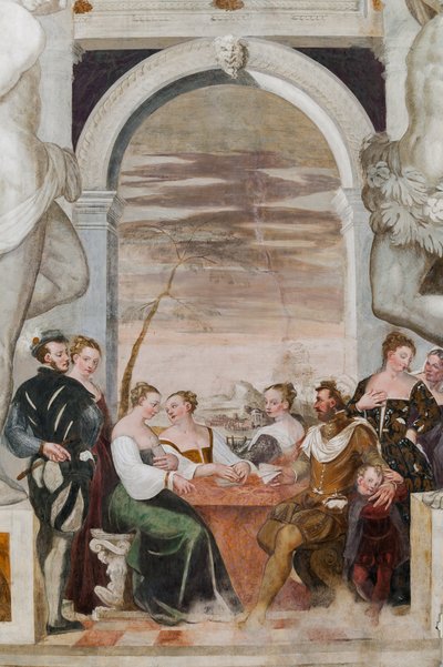 Gioco di carte, Sala principale, c.1570 (affresco) da Giovanni Antonio Fasolo